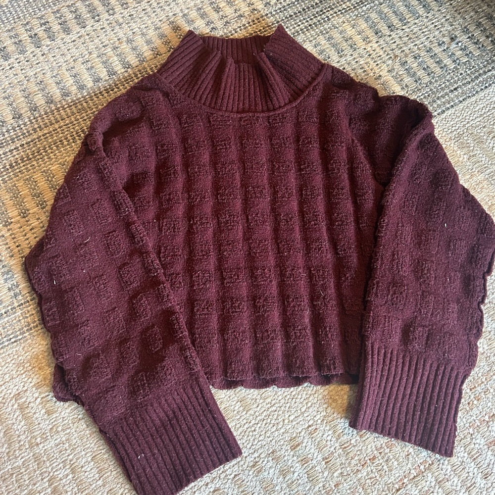 Free People Maroon Cowl Neck Sweater